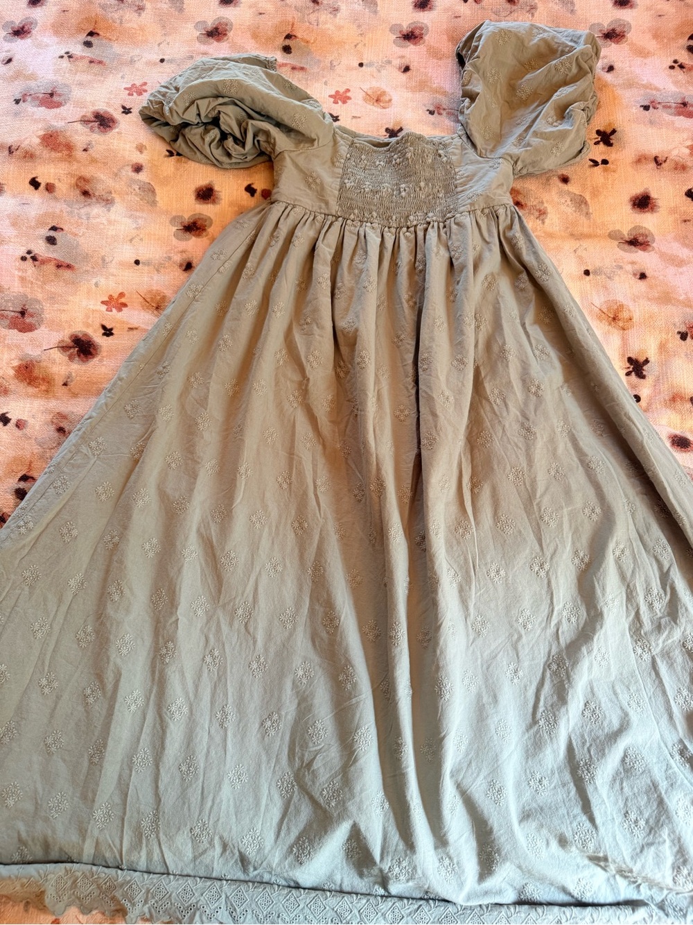 Rylee and Cru Puff-Sleeve Embroidered Maxi Dress in Green - Picture 3 of 3